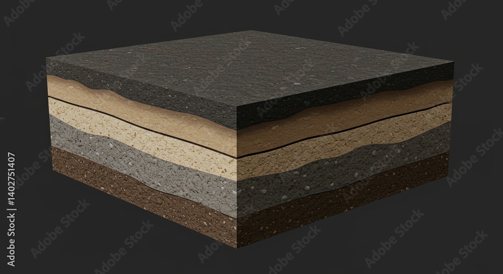 Aufkleber a close up of a square with different layers of dirt and rocks