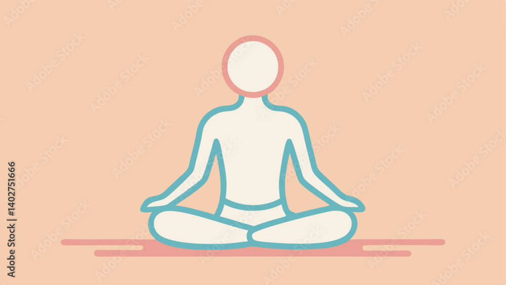 Aufkleber relaxation techniques an outline of a person practicing yoga with soft colors in the background conv