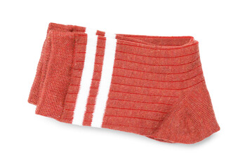 Pair of red socks isolated on white, top view