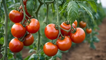 Ripe Red Tomatoes Growing on the Vine
