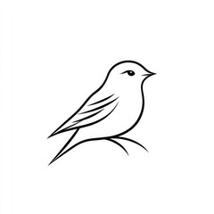 Fototapeta premium Logo: simple line art of a bird on a white background