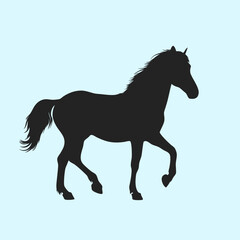 Minimal horse vector silhouette solid black icon.