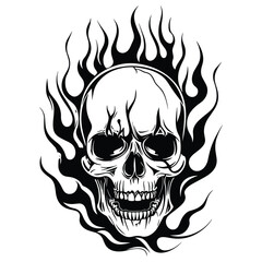 Flaming Skull with Crossbones Illustration