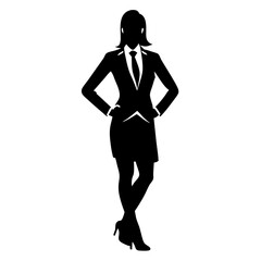 Fototapeta premium Confident Businesswoman Silhouette In Suit With Hands On Hips Isolated