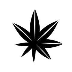 Abstract Black Leaf Vector Silhouette On White Background Simple Design