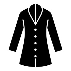 Black Silhouette Of An Unbuttoned Overcoat With Long Sleeves And Five Buttons
