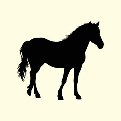 Minimal horse vector silhouette solid black icon.