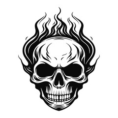 Skull and crossbones vector art illustration of a scary human head, a symbol of death and danger