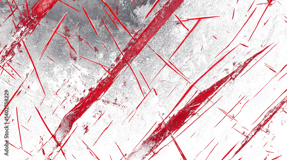 Aufkleber abstract scratched metal texture with red sharp lines for creative design