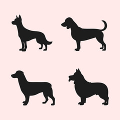Dog silhouette vector high qulity black and whte.