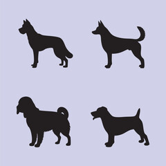 Dog silhouette vector high qulity black and whte.