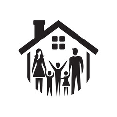 family home vector silhouette clip art design