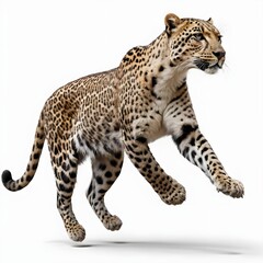 Naklejka premium Leopard in Motion, Isolated on White