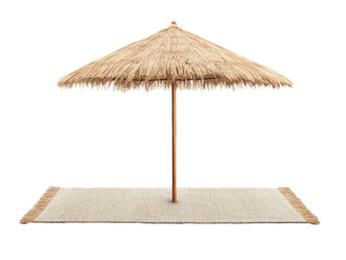 Beach umbrella and rug set for summer relaxation and comfort, cut out