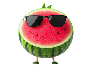 Fun watermelon character wearing sunglasses for summer celebrations, cut out