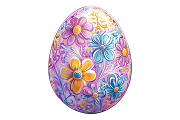 Fototapeta premium Artistic decorative egg with intricate floral patterns in orange and black tones isolated on white transparent background. Concept of craftsmanship and tradition