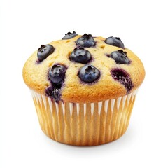 A freshly baked blueberry muffin with a soft, crumbly texture, bursting with fresh blueberries and a golden-brown crust