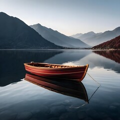 Serene Mountain Lake with Rowboat
