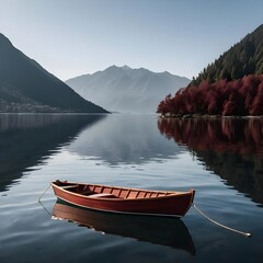 Serene Autumn Lake with Rowboat