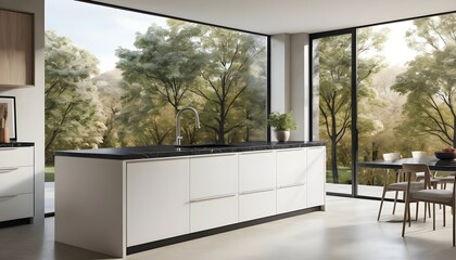 Modern Kitchen with Stunning Forest View