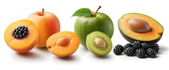 Fresh Apricots, Apple, Avocado, Kiwi and Blackberries