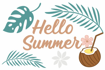 hello summer vector illustration on white background