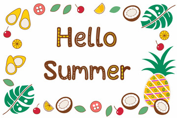 hello summer vector illustration on white background
