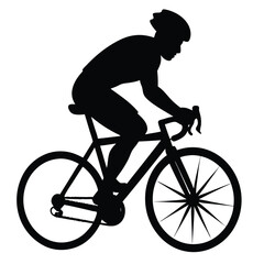 Obraz premium Cyclist Silhouette Vector: Road Bike Rider, Sport, Bicycle Racing, Athlete, Cycling Illustration, Black and White Graphic Design