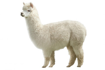 Obraz premium Photorealistic Alpaca Standing in Side Profile with Soft Fur Transparent Background