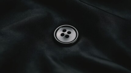 A black button on a black fabric.