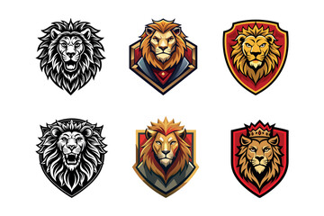 Lion head logo, lion king, Abstract face vector Mascot logo illustration icon, EPS
