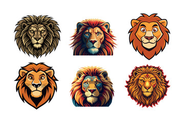 Lion head logo, lion king, Abstract face vector Mascot logo illustration icon, EPS