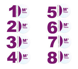 Download this Views Celebration Thumbnail Banner Set 1k to 8k, 1k Views, 1 to 8k Views eps vector file45.ai