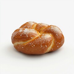 A freshly baked pretzel with a golden brown, shiny exterior, soft