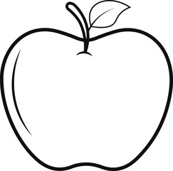apple with leaf for coloring book 