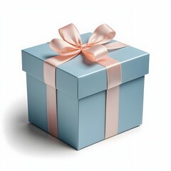 Obraz premium Light Blue Gift Box with Peach Ribbon