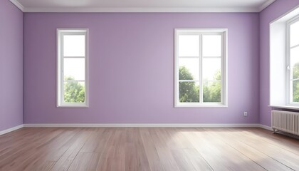 Empty Room with Lavender Walls and Wooden Floor