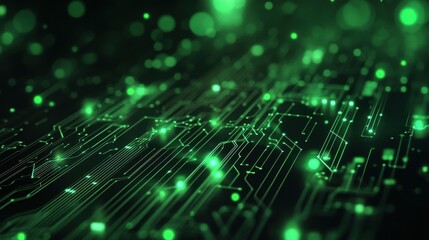 Green eco technology concept with abstract circuit line background. Generative Ai.