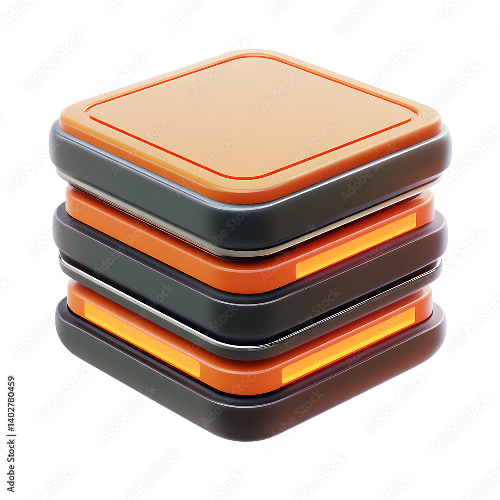 Poster stacked server data icon conceptual of cloud computing, database management, and information technol