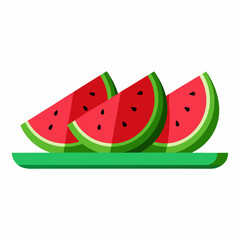 Sweet watermelon slices vector art illustration