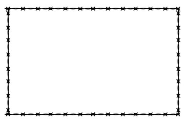 Black and white silhouette. The background is made of barbed wire. Vector illustration 