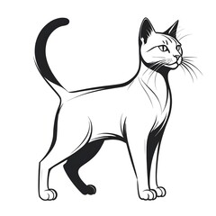 Obraz premium Elegant Black and White Cat Illustration