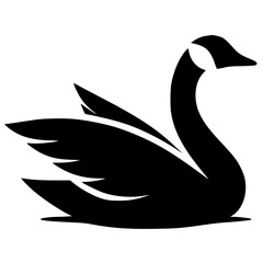 Silhouette of a swan flapping its wings