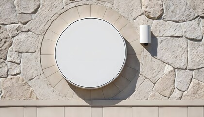 Fototapeta premium Blank Round Sign on Stone Wall