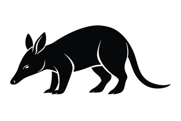 Aardvark Sniffing Ground Silhouette Vector