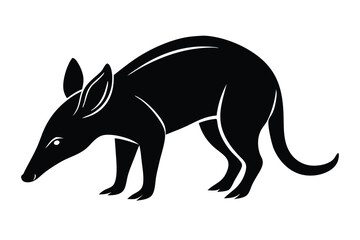Aardvark Sniffing Ground Silhouette Vector