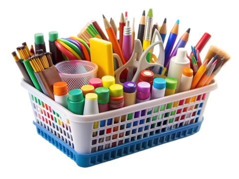 Art Supplies Basket: Crayons, Pens, & More