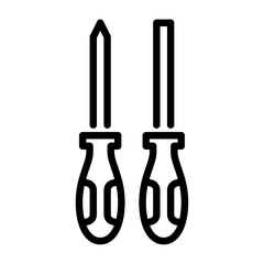 screwdriver outline icon. repair tool black line illustration.