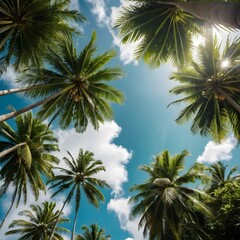 Fototapeta premium Tropical Paradise Palm Trees Under a Sunny Sky