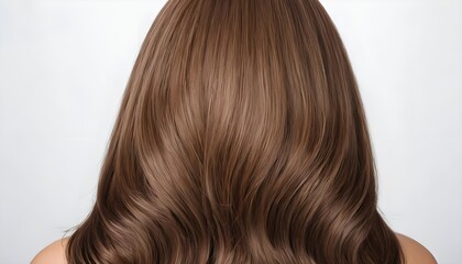 Naklejka premium Healthy Shiny Brown Hair Back View